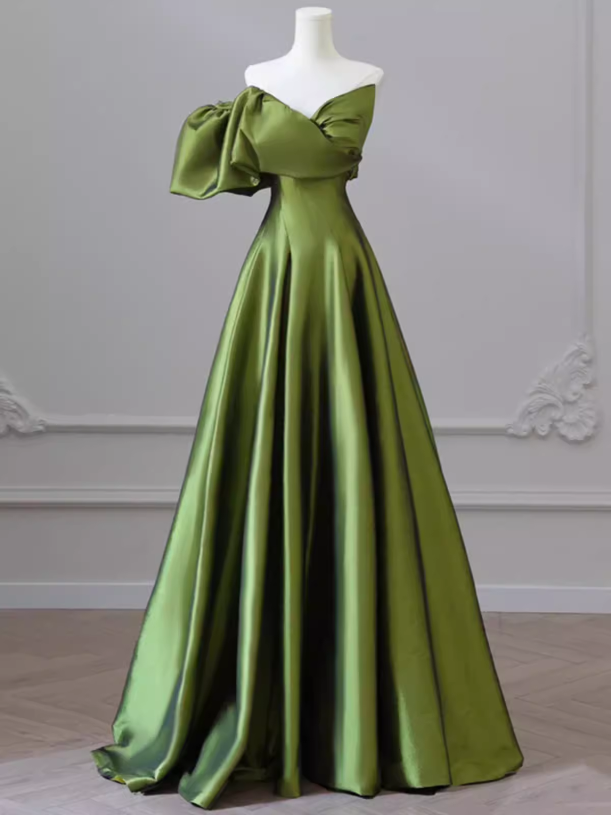 A-Line Strapless Green Long Prom Dress B162