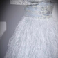 Sparkly A Line Off The Shoulder Silver Gray Feathers Long Prom Dress B170