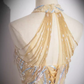Sparkly A Line High Neckline Champagne Long Prom Dress B171