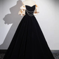 A-Line Black Velvet Long Prom Dress B173