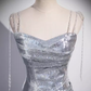 Mermaid Straps Silver Sequin Long Prom Dress B174