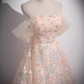 Beautiful A line Strapless Floral Long Prom Dress B176