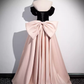 Simple A line Strapless Pink Satin Long Prom Dress B178
