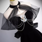 Simple A line High Neckline Velvet Black Long Prom Dress B179
