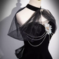 Simple A line High Neckline Velvet Black Long Prom Dress B179