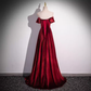 Robe de bal longue en velours bordeaux, ligne A simple, sans bretelles, B181