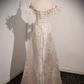 Robe de bal longue en satin rose, ligne A, sexy, sans bretelles, B184
