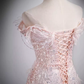 Robe de bal longue rose scintillante, ligne A, épaules dénudées, B185
