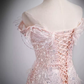Sparkly A Line Off The Shoulder Pink Long Prom Dress B185