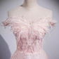 Sparkly A Line Off The Shoulder Pink Long Prom Dress B185