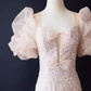 Robe de bal longue rose clair sirène scintillante B187