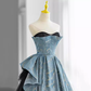 Ball Gown Strapless Blue Long Prom Dress B188