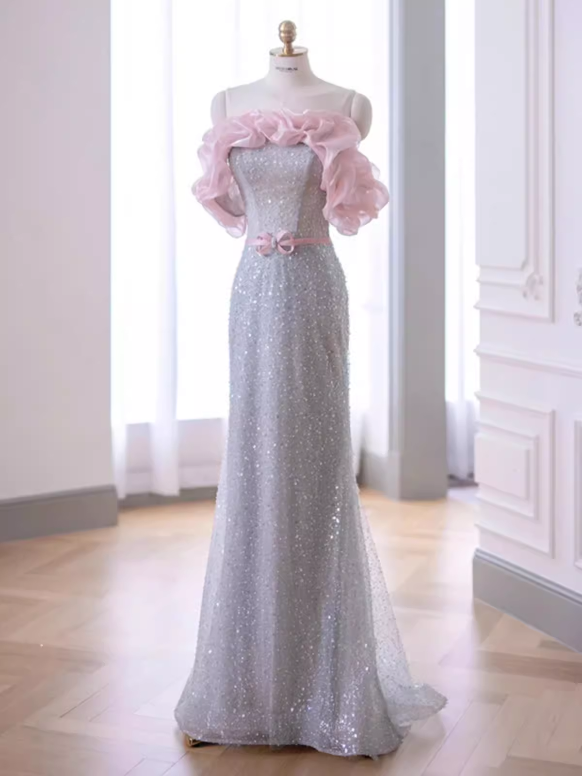 Mermaid Strapless Sequin Long Prom Dress B189