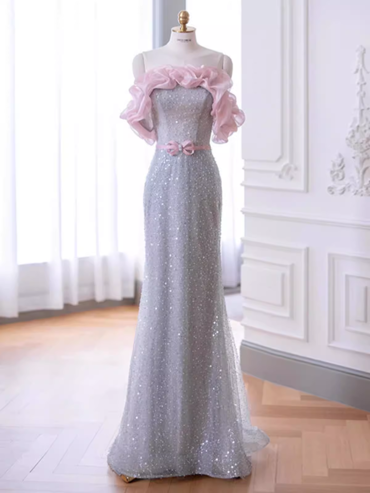 Mermaid Strapless Sequin Long Prom Dress B189
