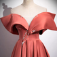 Robe de bal longue en satin, ligne a, épaules dénudées, épaules dénudées, B202