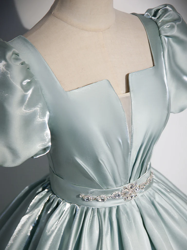 Robe de bal vintage en satin bleu longue robe de bal Sweet 16 robe B204