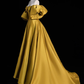 Robe de bal longue en satin jaune simple ligne a B205