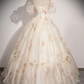 Vintage Ball Gown Champagne Sweetheart Neck Tulle Long Sweet 16 Dress B208