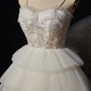 Robe de bal blanche à col en cœur, haute et basse, B210