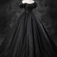 Robe de bal à épaules dénudées en tulle noir longue robe douce 16 B211