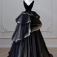 Ball Gown Black V Neck Tulle Velvet Sweet 16 Dress B216