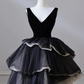 Robe de Bal Noir Col en V Tulle Velours Sweet 16 Robe B216