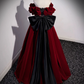 A-Line Off Shoulder Velvet Lace Burgundy Long Prom Dress B231