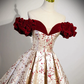 Robe de bal longue en satin champagne avec épaules dénudées et ligne a B242