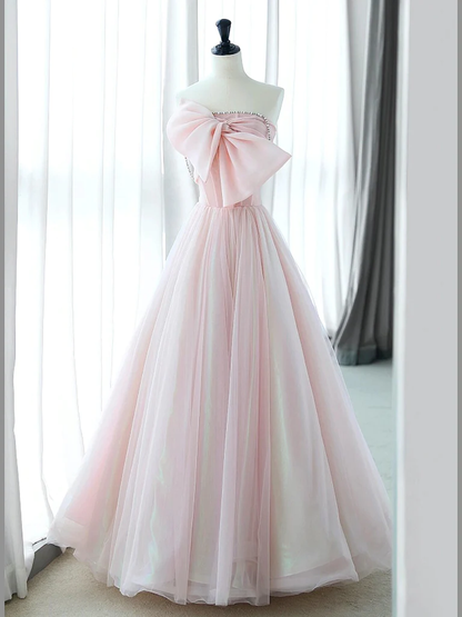 A-Line Pink Organza Long Prom Dress B245