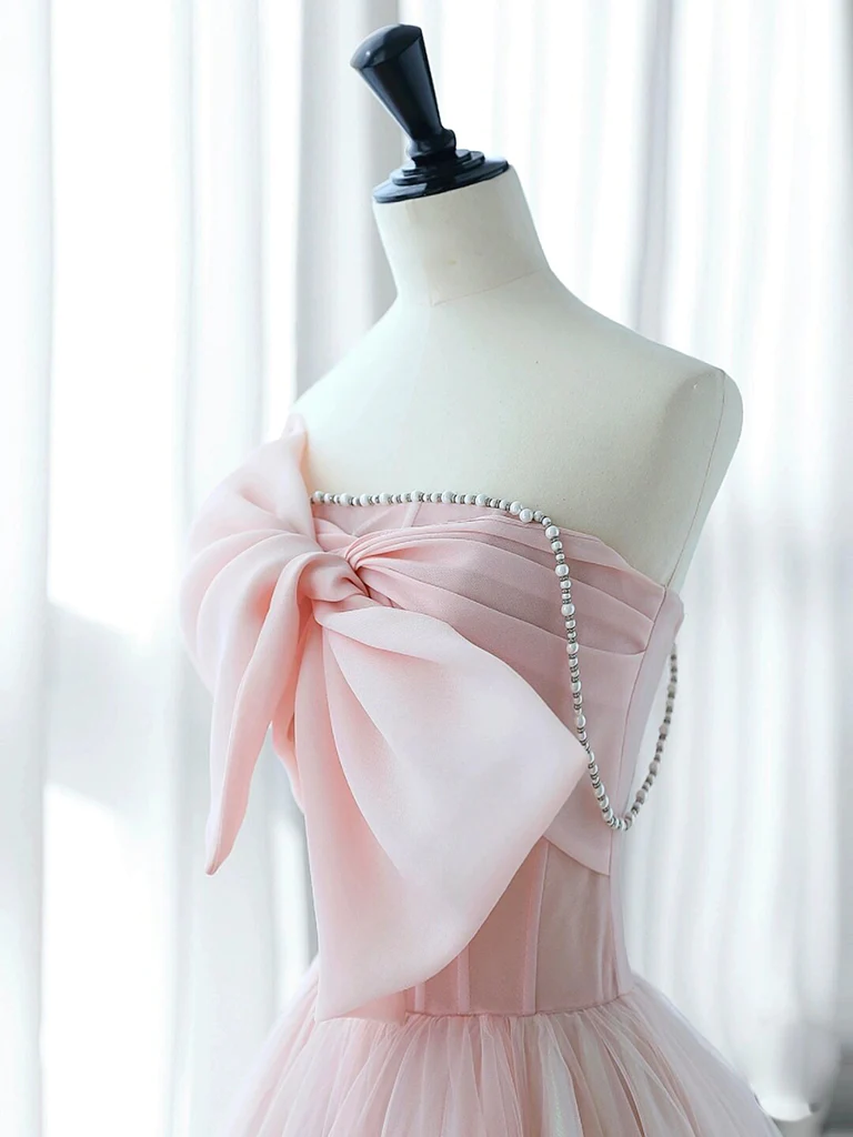 A-Line Pink Organza Long Prom Dress B245