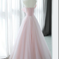 A-Line Pink Organza Long Prom Dress B245
