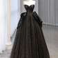 Black Sweetheart Neck Satin Tulle Long Prom Dress B246