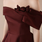 A-Line Off Shoulder Satin Burgundy Long Prom Dress B247
