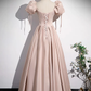 Robe de bal longue en satin rose simple ligne A B248
