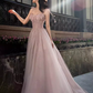 Robe de bal longue en tulle rose, sexy, bretelles trapèze, B416
