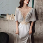 Elegant A line Short Sleeves Long Prom Dress B425