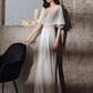 Elegant A line Short Sleeves Long Prom Dress B425