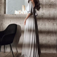Elegant A line Short Sleeves Long Prom Dress B425