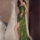 Elegant Mermaid Strapless Long Sequin Green Prom Dress B435