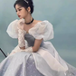 Ball Gown Strapless Blue Lace Long Prom Dress B662