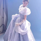 Ball Gown Strapless Blue Lace Long Prom Dress B662