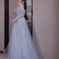 Simple A line Off The Shoulder Tulle Long Prom Dress B667