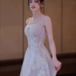 Simple A line Straps Sequin Long Prom Dress B674