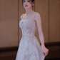 Robe de bal longue à paillettes et bretelles simples, ligne A, B674