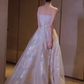 Simple A line Straps Sequin Long Prom Dress B674