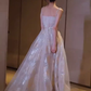 Robe de bal longue à paillettes et bretelles simples, ligne A, B674