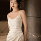 Sexy Mermaid Straps Sequin White Long Prom Dress B676