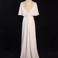 Sexy A line Short Sleeves Lace White Long Prom Dress B677