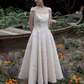 Vintage A line Sleeveless White Lace Prom Dress B679