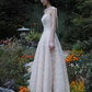 Vintage A line Sleeveless White Lace Prom Dress B679